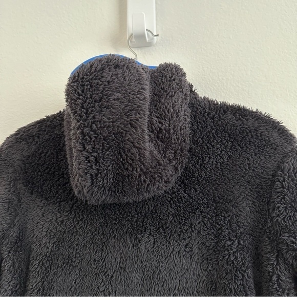 EDDIE BAUER Kids Youth High Pile Hooded Jacket in Black Grey B Size Medium 10 12 - Picture 16 of 16